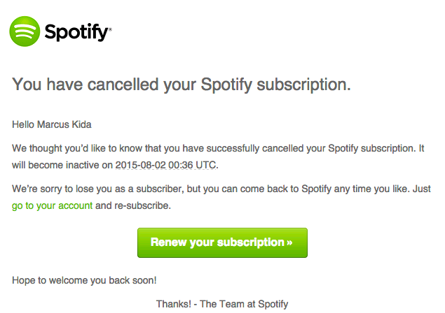 Spotify Cancellation